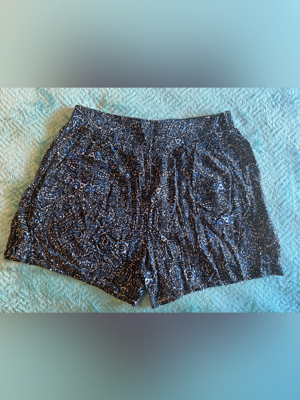 Navy and White Geometric Print Flowy shorts